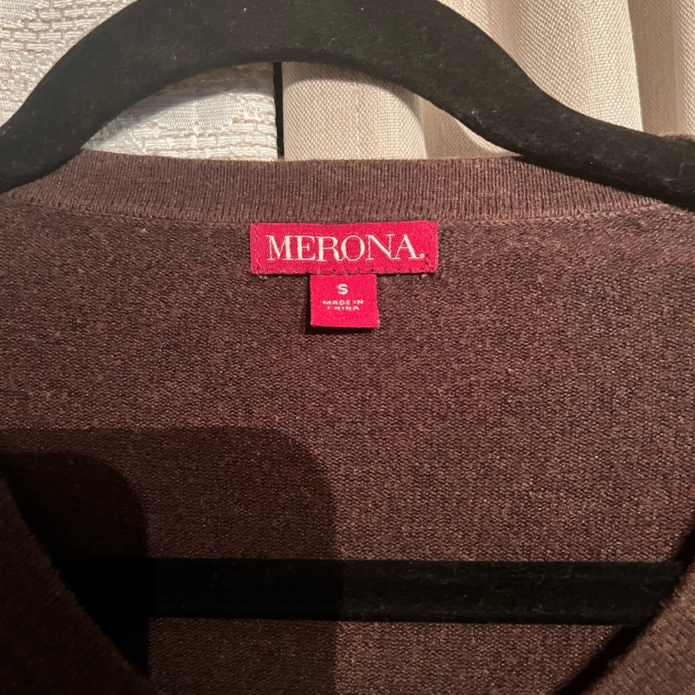 Merona Brown Button- Front Cardigan- Classic Essential- Size S - Picture 3 of 5